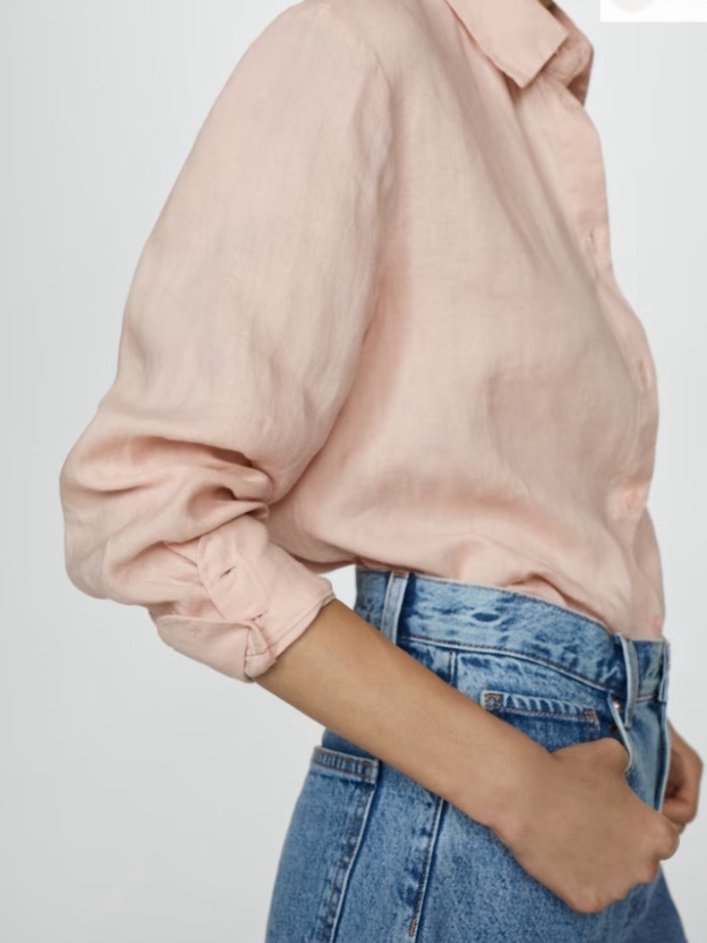 Mango Linen Light Pink Shirt S